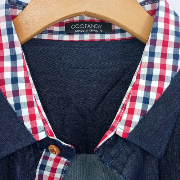 COOFANDY Men's Navy Casual Button Down Shirt - Picture 4 of 10